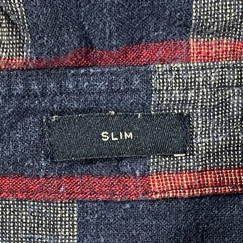 J. Crew Red Blue Plaid Check Homespun Collar Slim Shirt XL Button Down Outdoorsy